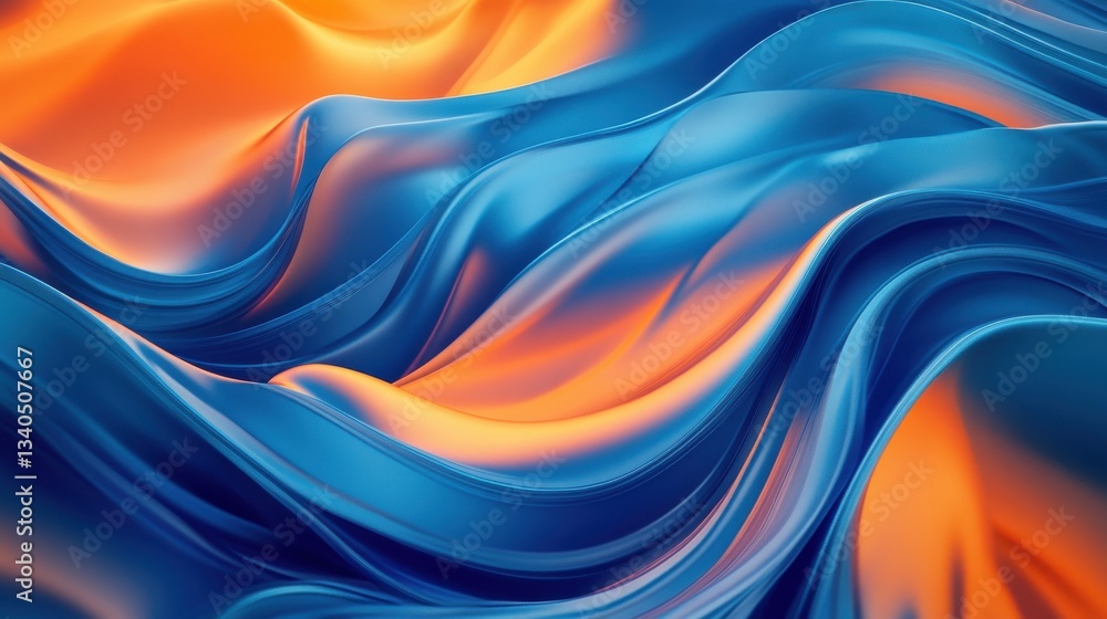 Aufkleber abstract blue and orange background with lines - generative ai