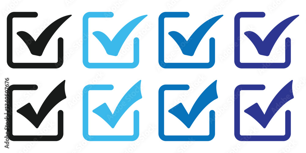Poster verification tick badge icons isolated on a white background. social media verified account symbol c