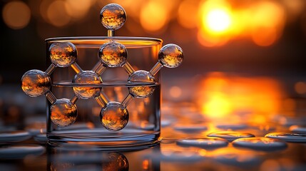 Molecular structure in glass at sunset
