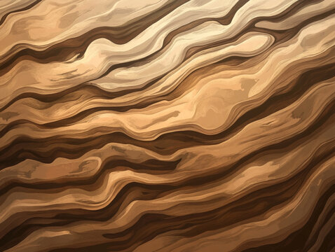Abstract Wood Grain Swirls:  Brown and beige tones in a flowing, textured pattern