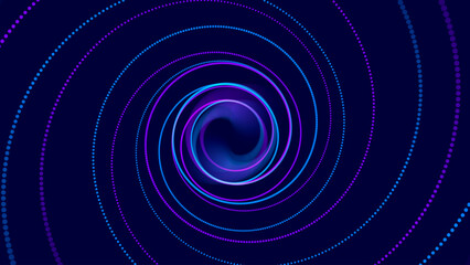 Flying Through Abstract Vortex Spiral Tunnel with Circular Particles Trails. Science Research or Tech Innovation Online Webinar Presentation Event. Conference or Forum Vector Backdrop.
