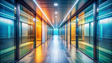 Fototapeta premium Modern Office Corridor: Blurred Background, Minimalist Design - Stock Photo