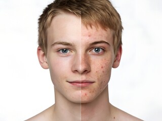 Fototapeta premium Teen Acne Before After Skin Improvement - Treatment Results
