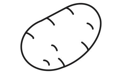 ジャガイモのシンプルな線画アイコン 野菜のモノクロイラスト