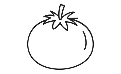 トマトのシンプルな線画アイコン 新鮮な野菜のモノクロイラスト