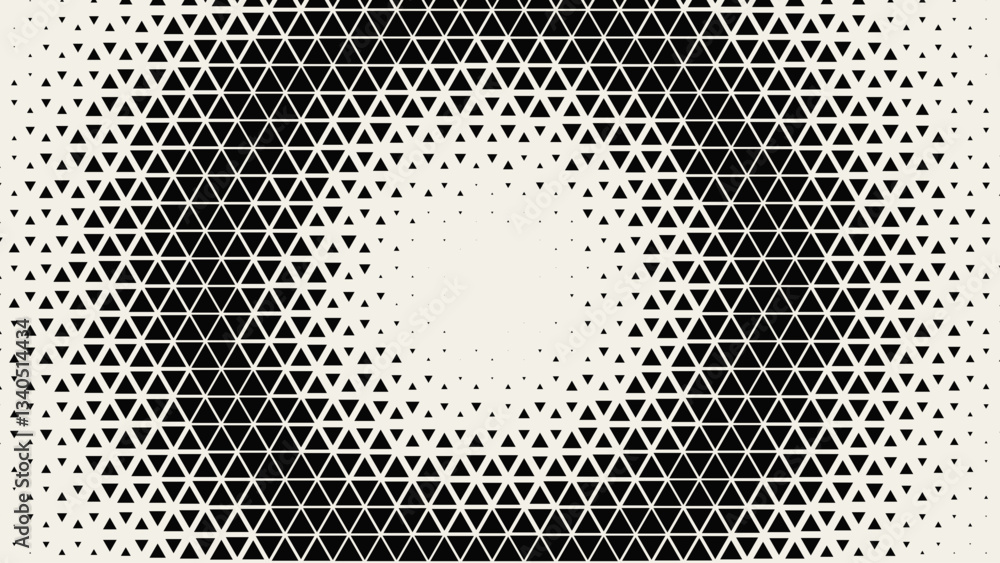 Aufkleber halftone circle triangular grid. round border random halftone triangles raster texture. half tone ci