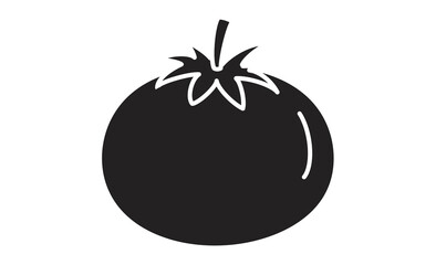 トマトのシンプルな線画アイコン 新鮮な野菜のモノクロイラスト