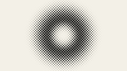 Dynamic Moving Circle Rhombus Square Grid Frame. Abstract Geometric Monochrome Pattern. Abstract Tech Background. Vector Illustration. Halftone Multi Scale Pattern.