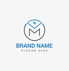 Minimalist House & Letter M Logo for Business
