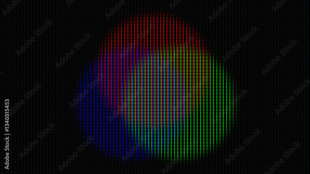 Aufkleber rgb color mixing circles diagram close up oled pixel display. colored vector illustration. circular 