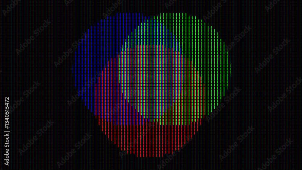 Aufkleber rgb color mixing circles diagram close up oled pixel display. colored vector illustration. circular 
