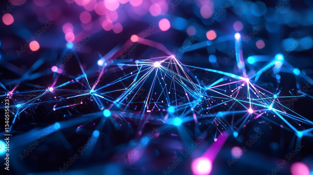 Poster digital web of innovation: a stunning visualization of the digital world, composed of interconnected
