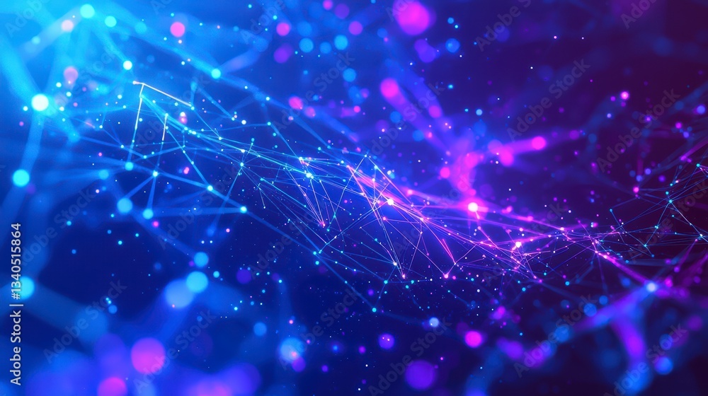 Poster cosmic network: immersing into an ethereal network, the dynamic blend of luminous points and connect