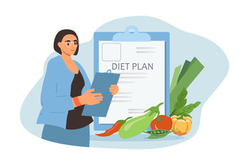 vector illustration in flat style. diet plan