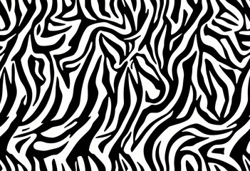 Seamless black & white zebra & tiger stripes vector pattern for textile and home decor, pattern, home decor