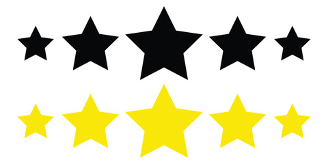 Customer review stars icon. A set of five star and different rating icons for apps and websites. Flat vector illustration, EPS 10.