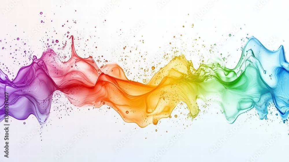 Poster rainbow fluid art: an abstract image captures the fluid and dynamic essence of vibrant, intertwined 