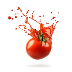 Flying Tomato Ketchup Splash – Dynamic Red Sauce Burst on White Background