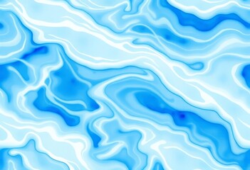 Fototapeta premium Seamless watercolor pattern of tranquil blue and white flowing water, gentle waves, subtle ripples, water, sea