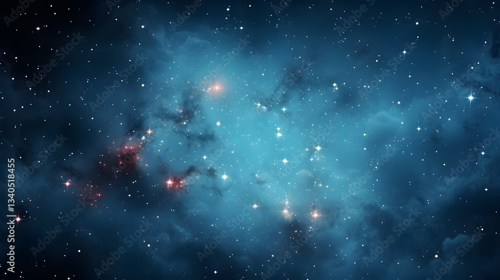 Poster spectacular nebula in the sky depicted in an artistic rendering of exotic astrophysics and unusual c