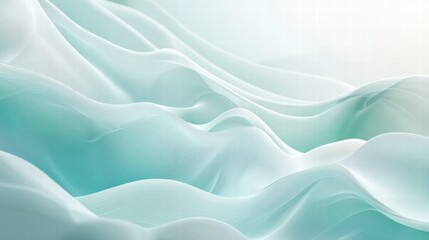 Obraz premium Abstract Teal Waves: Serene teal and white waves create an abstract background ideal for design projects. The soft, flowing forms evoke a sense of calm and tranquility. 