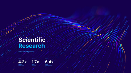Cyber Big Data Flow Particles Bokeh. Digital Neural Network. Concept of AI Artificial Intelligence Technology Machine Deep Learning. Digital Communication. Science Technology Presentation Vector.