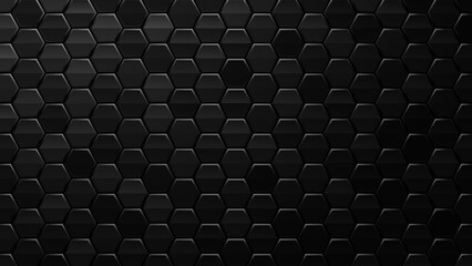 Black Metal Dragon Scales Texture. Very Strong Carbon Sci-Fi Material. Honeycomb Dark Pattern Background. Vector Illustration.
