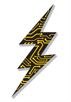 Digital Power, Lightning Bolt Symbol with Circuit Pattern