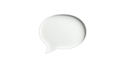 White speech bubble communicating ideas on transparent background