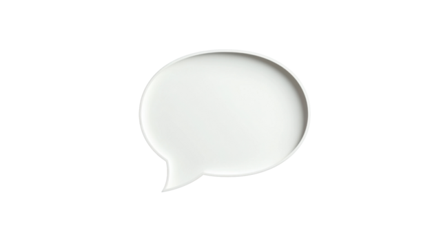 White speech bubble communicating ideas on transparent background