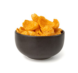 Hummus chickpea chips, chick pea crisps pile, healthy orange snack, fried legume crunchies