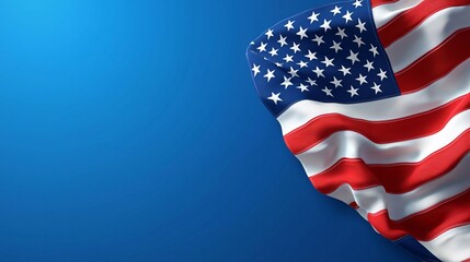 Waving usa flag in vibrant blue background graphic design digital art captivating view