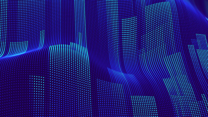 Digital Tech Background. Blue Glowing Pixel Dot Pattern. Abstract Neon Grid Wallpaper. Vector Modern Technology, Business, Science, Healthcare, Medicine and Presentation Design Background.