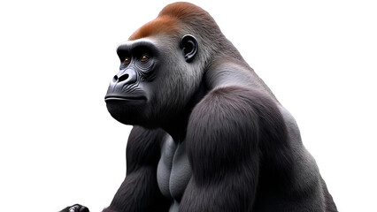 Obraz premium Side View Gorilla Face Profile Isolated on Transparent Background for Nature Documentary Materials and Wildlife Conservation Awareness Campaigns