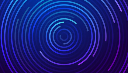 Abstract Circular Line Trails Moving in Circle. Blue Digital Business or Science Background. Medical Research or Tech Innovation Online Webinar Presentation Event. Conference or Forum Vector.