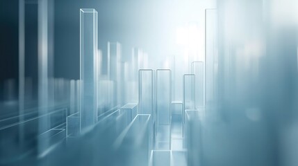 Frosted Glass 3D Graph Representing Financial Growth, Clean Modern Design with Soft Gradient Lighting