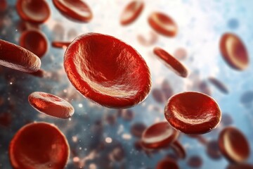 Fototapeta premium Scientific Visualization of Healthy Round Red Blood Cells in Laboratory Setting