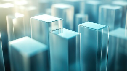 Obraz premium Frosted Glass 3D Graph Representing Financial Growth, Clean Modern Design with Soft Gradient Lighting
