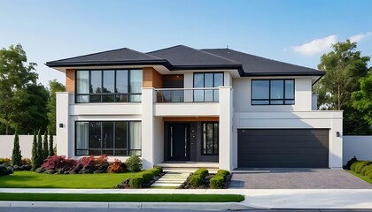 Modern Real Estate House Exterior with a Sophisticated Close Up View