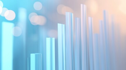 Fototapeta premium Frosted Glass 3D Graph Representing Financial Growth, Clean Modern Design with Soft Gradient Lighting