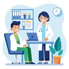 Fototapeta premium woman doctor doing discuss with the young sick patient. 