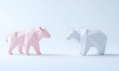 Abstract Geometric Models of Bull and Bear in Minimalistic Style