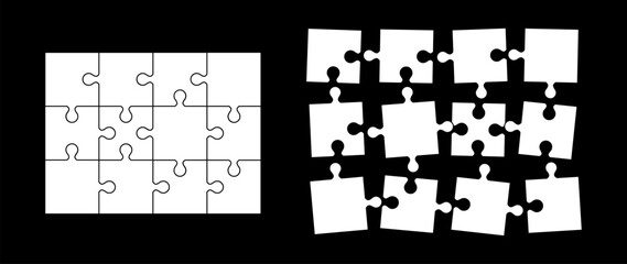 Jigsaw Puzzle Pieces Background. Puzzle Mosaic Grid. Vector Illustration.