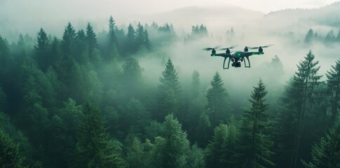 Fototapeta na wymiar Drone-Assisted Forest Conservation Project: Protecting Nature with Innovative Technology and Sustainable Practices.
