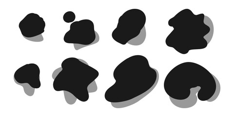 Modern liquid irregular blob shape abstract element. Random blotch, organic blob shape, stone silhouette, Ink stain. flat style design fluid vector illustration