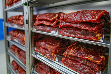 In beef jerky production workshop, the temperature and humidity in the air drying room are monitored in real time through sensors, and the temperature and humidity are automaticall