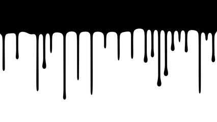 Black and White Effect of Liquid Flowing Down. Spilled, Drop, Splash, Drip. Effect of Blood, Milk, Melt Honey or Syrup. Vector Illustration.