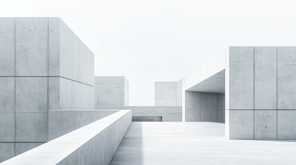 Obraz premium Minimalist abstract architecture composed of concrete cubes and planes