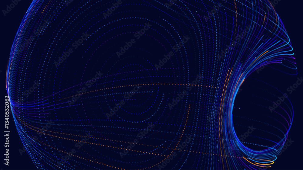 Poster Big Data Visualization. Circular Particles Dots Vortex Abstract Galaxy. Abstract Astrology Astronomy Background. Milky Way Fractal Art. Galactic Particles Vector Illustration.