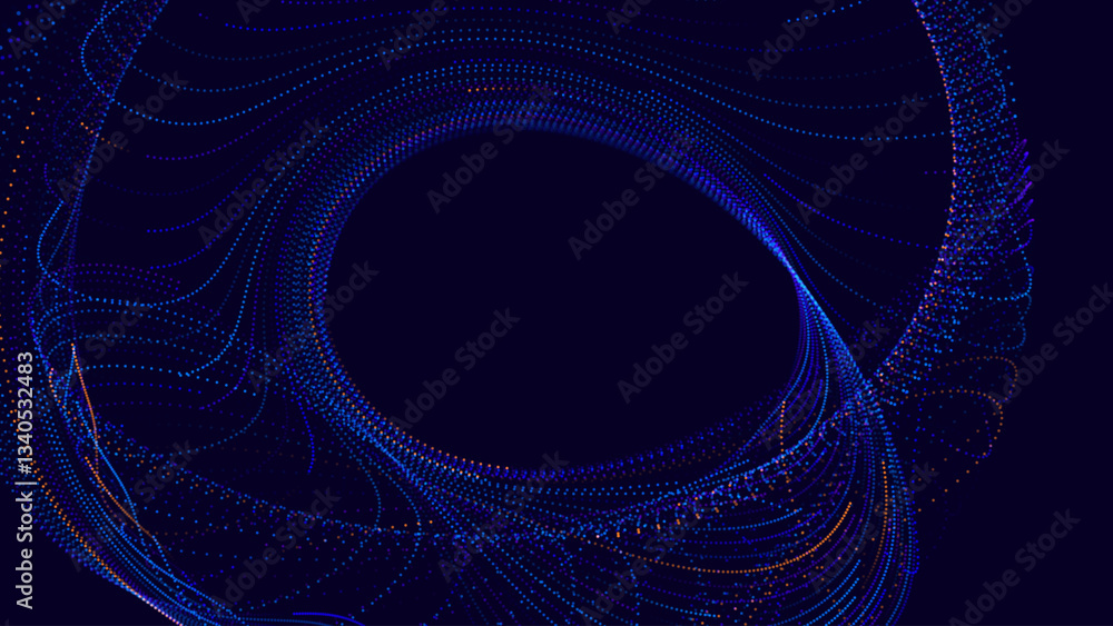 Aufkleber Big Data Visualization. Circular Particles Dots Vortex Abstract Galaxy. Abstract Astrology Astronomy Background. Milky Way Fractal Art. Galactic Particles Vector Illustration.